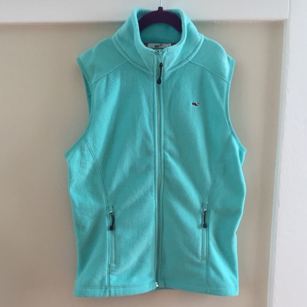 Vineyard Vines Aqua Fleece Full Zip Vest Women Small - Picture 1 of 4